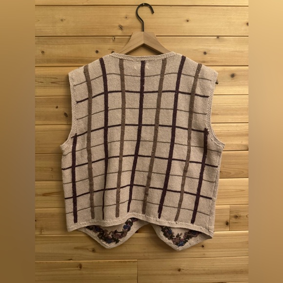 Vintage Ivy Large Embroidered Floral Rose Sweater Vest Cottagecore Grandma Fall - Picture 9 of 10